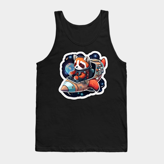 Red Panda Astronaut Lost in Space Sticker Tank Top by Walford-Designs